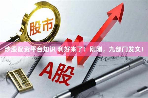 炒股配资平台知识 利好来了！刚刚，九部门发文！